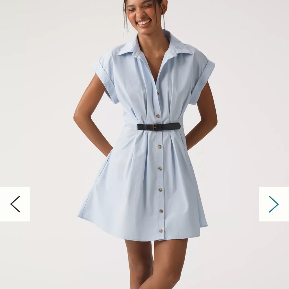 Anthropologie Sky Blue Belted Mini Dress